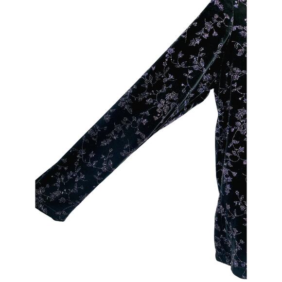 Women's Notations Double Layer Glittery Sparkly Velvet Velour Shirt Blouse Sz L - Picture 4 of 6